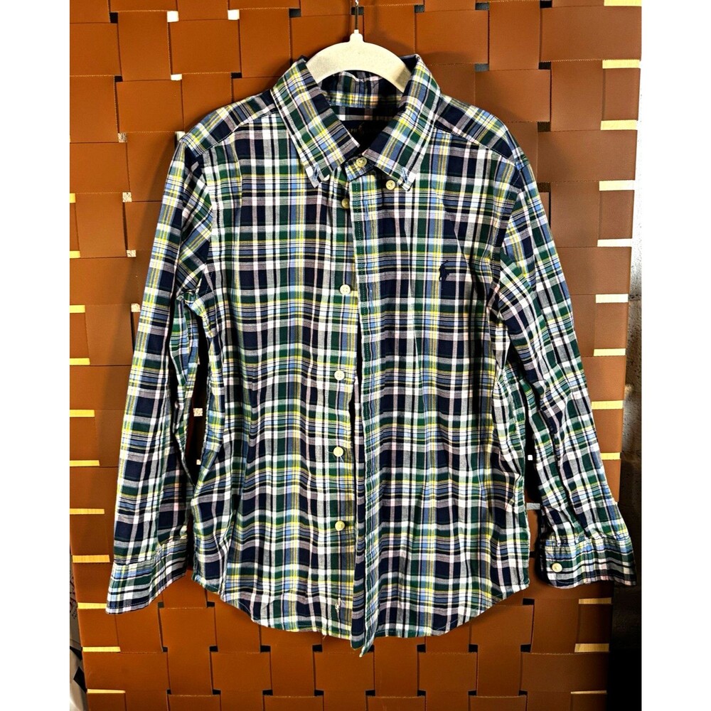 Ralph Lauren Boys Plaid Dress Shirt Long Sleeve Size 6 Cotton Polo Pony